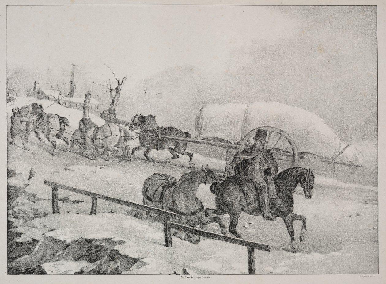 Quatro temas diversos: A carroça a subir uma colina de Theodore Gericault