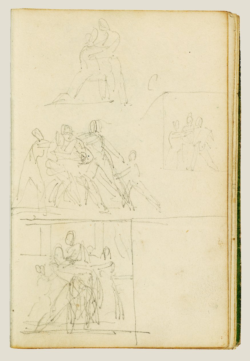 Quatro estudos de composição para um grupo de figuras de Theodore Gericault