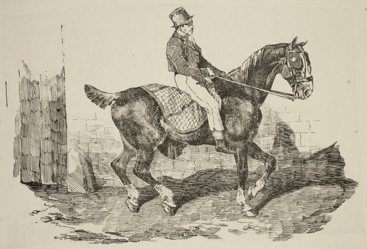 Géricault - Cavalo de carruagem montado por um palfreneiro, 1820 de Theodore Gericault