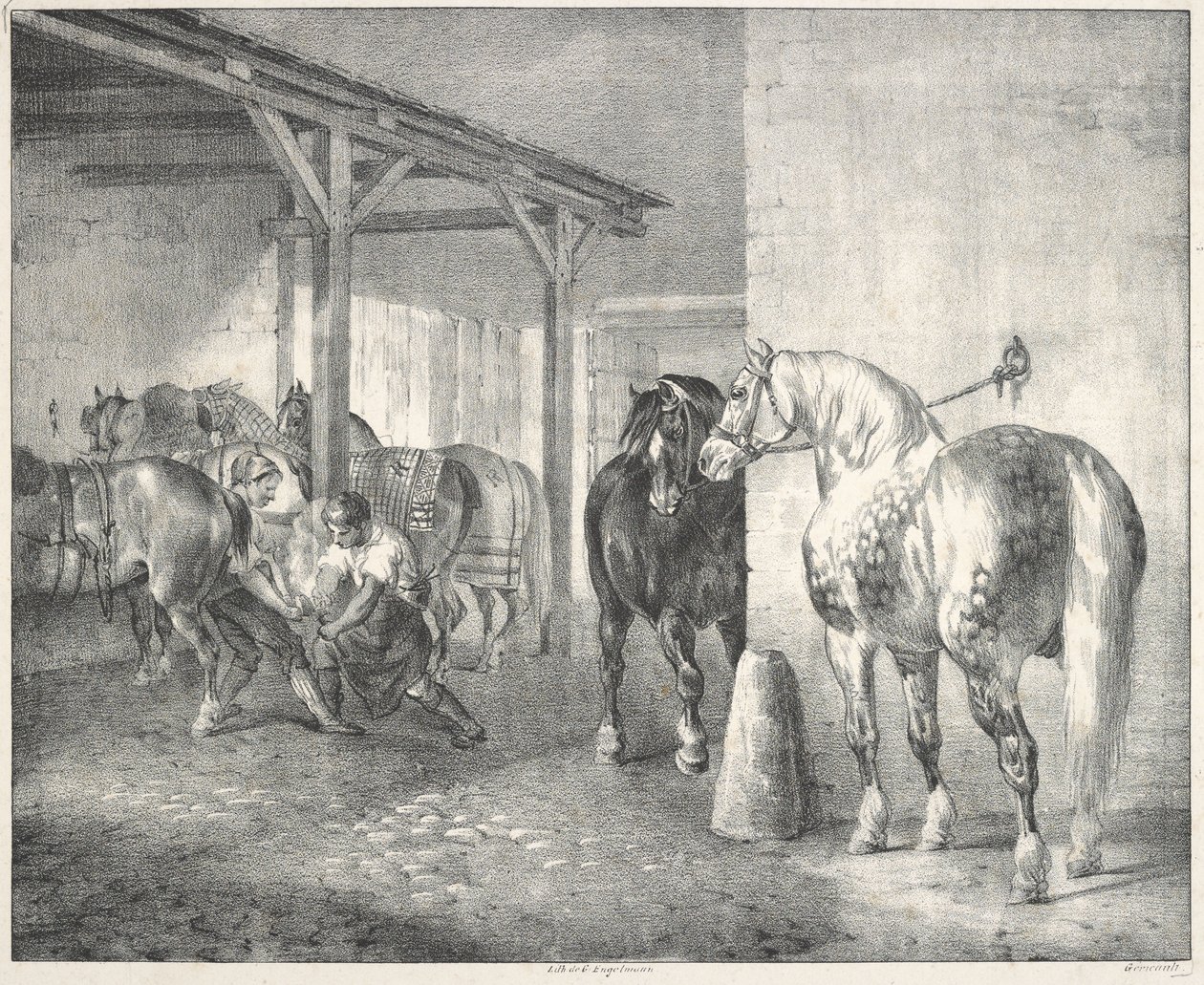 Hangar do ferreiro (Uma oficina de ferreiro) de Theodore Gericault