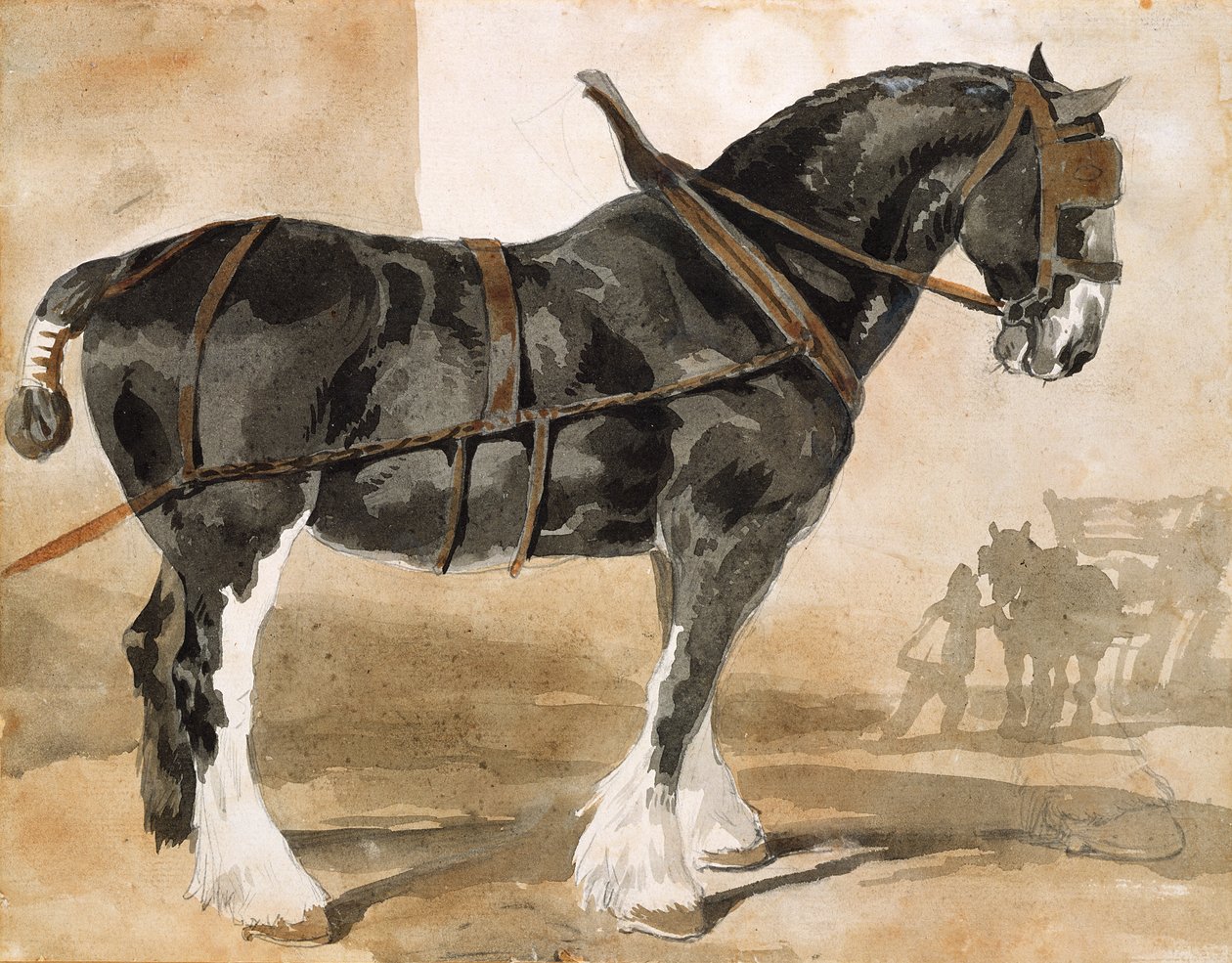 Cavalo preto aproveitado de Theodore Gericault