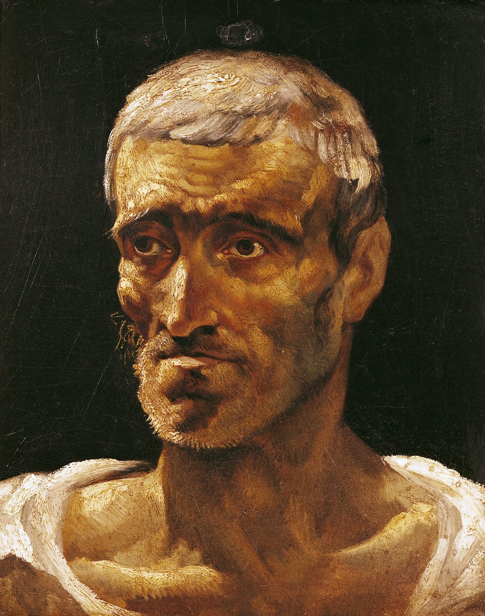 Cabeça de um homem naufragado, estudo para a jangada de Medusa, 1817-19 de Theodore Gericault