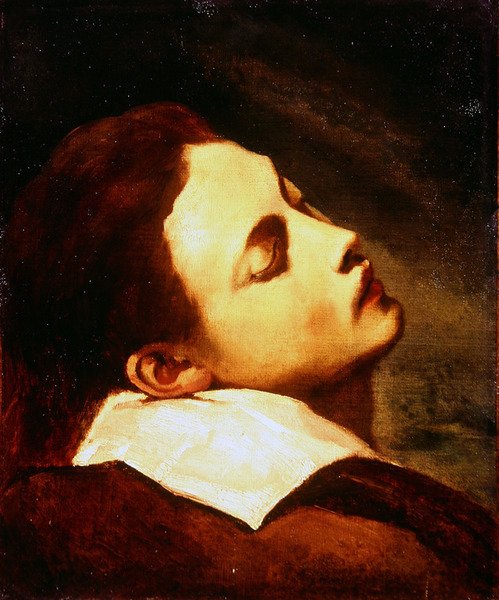 Cabeça de um jovem morto (óleo sobre tela) de Theodore Gericault