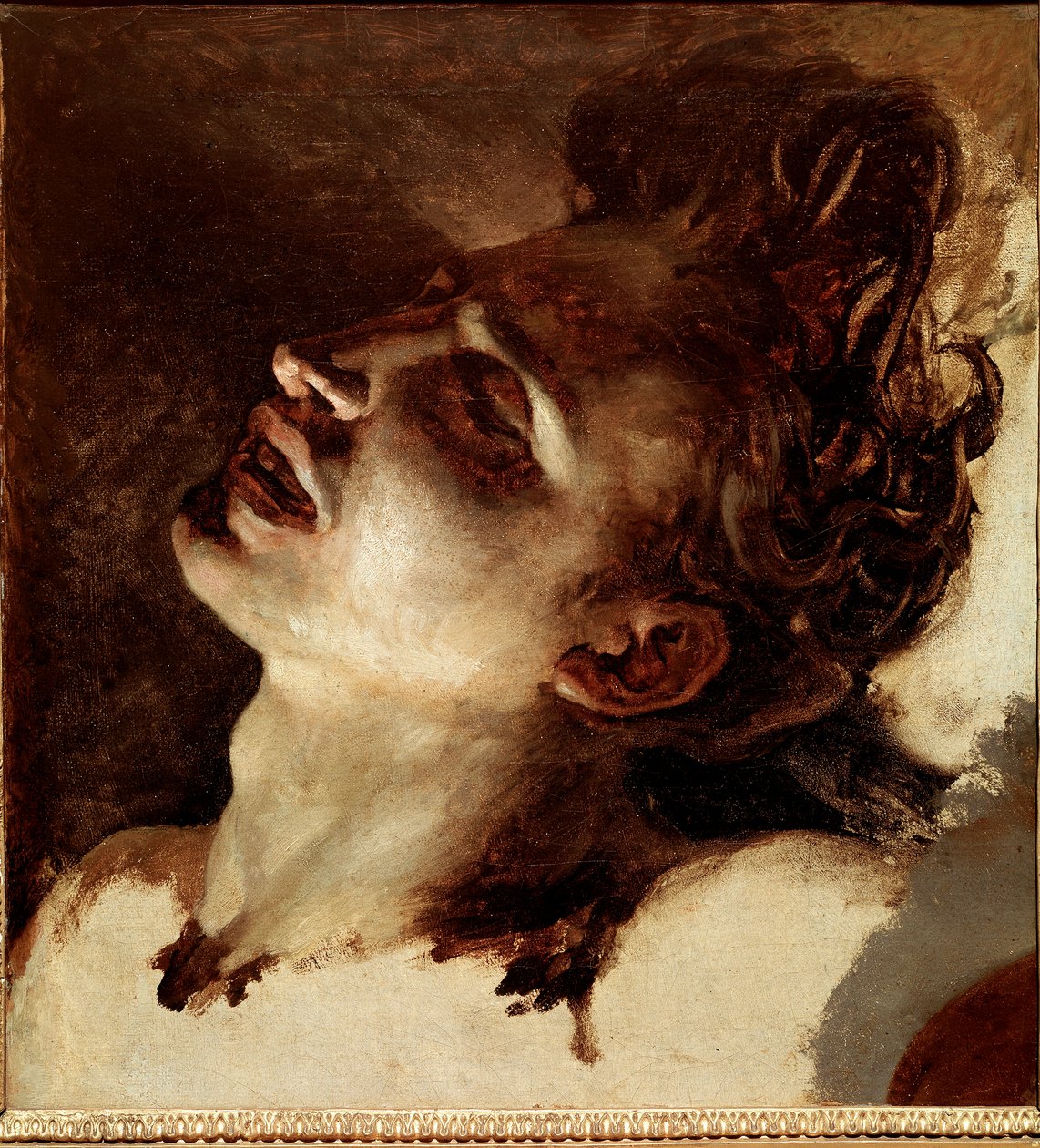 Cabeça de um jovem morto Pintado por Jean Louis Theodore Gericault (1791-1824) Sol do século XIX. 31x33 cm Rouen, Musee des Beaux Arts de Theodore Gericault