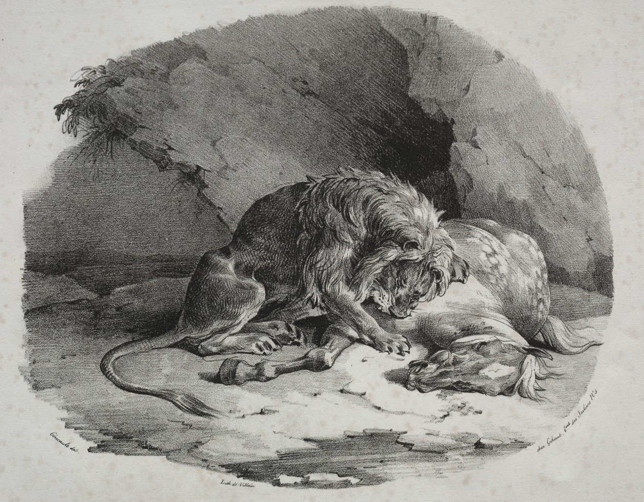 Cavalo devorado por um leão de Theodore Gericault
