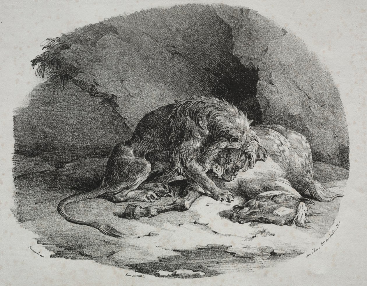 Cavalo devorado por um leão de Theodore Gericault