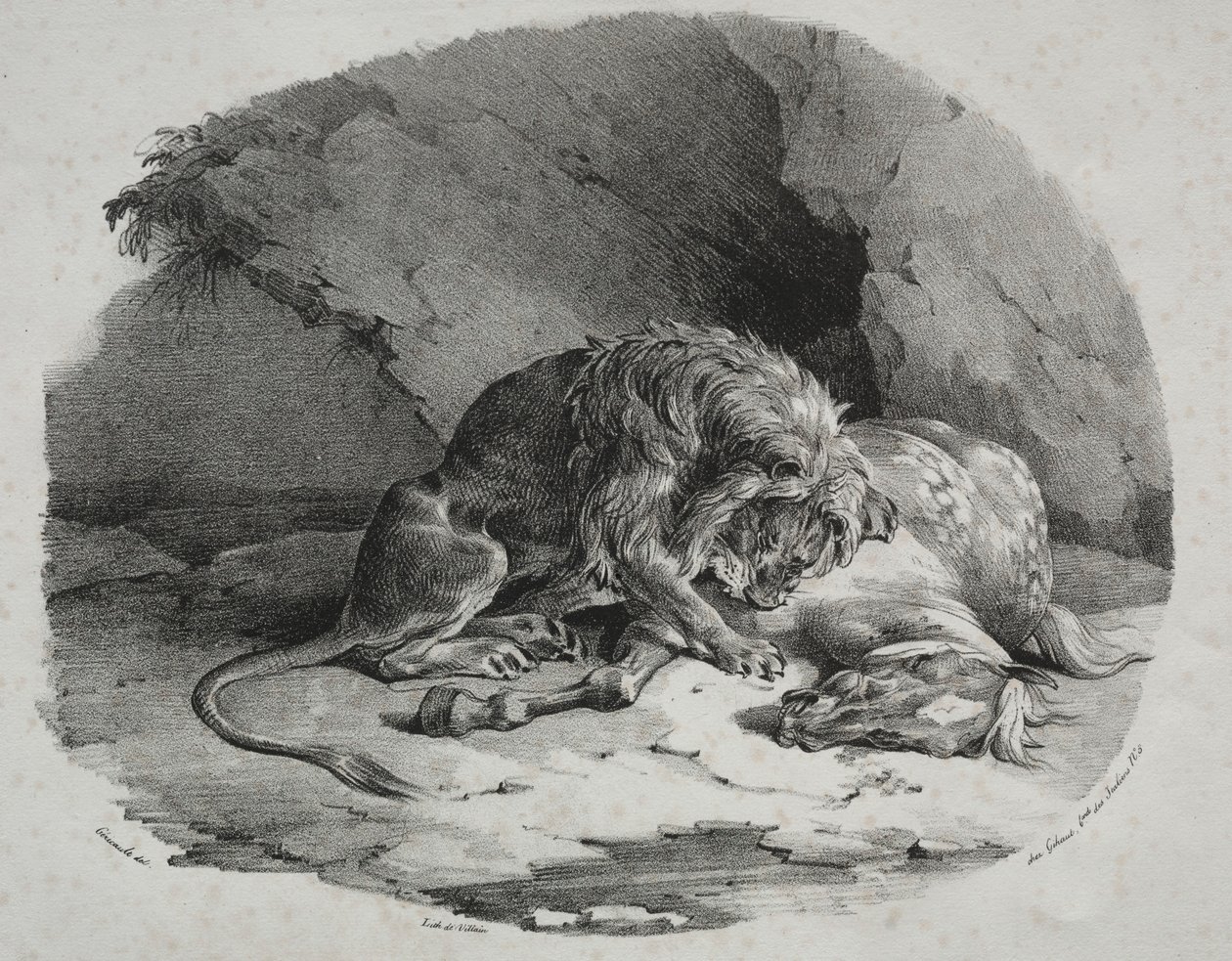 Cavalo devorado por um leão, 1823. de Theodore Gericault