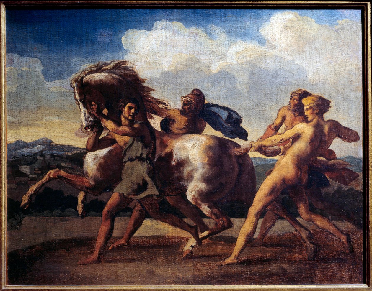 Os cavalos passam pelos escravos. Pintura por Theodore Gericault (1791-1824) de Theodore Gericault