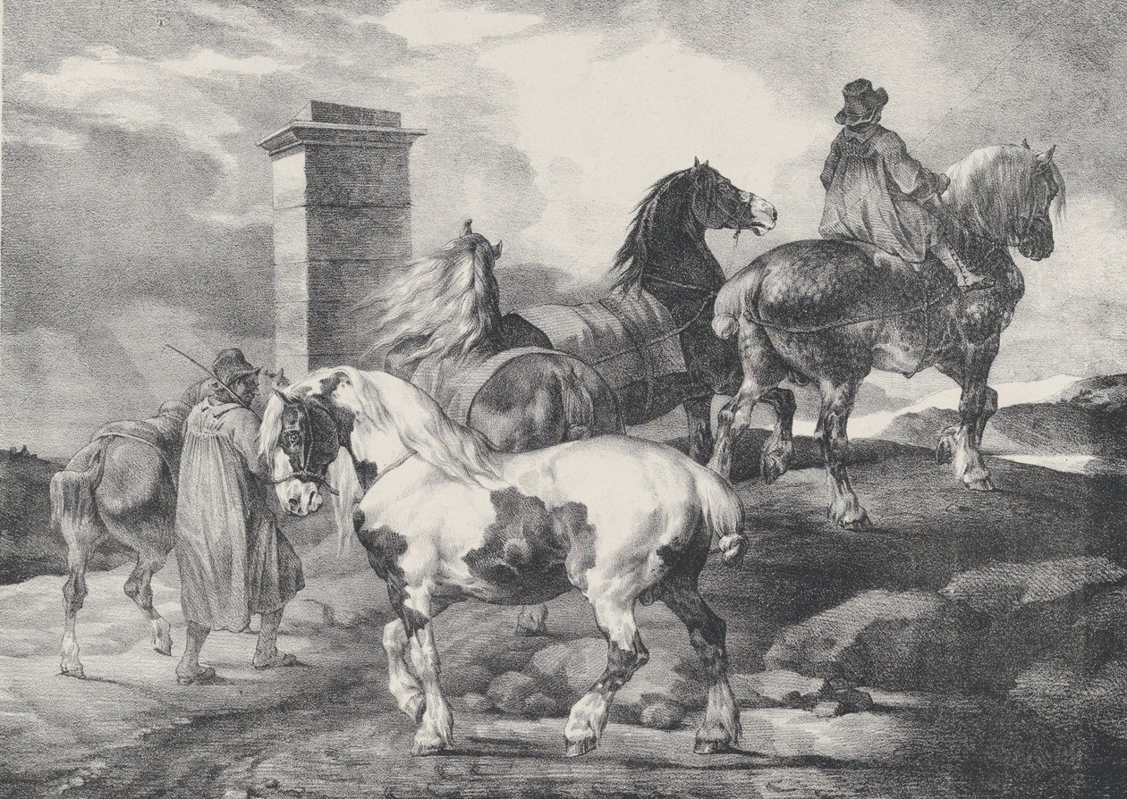 Cavalos indo para uma feira, 1821 de Theodore Gericault