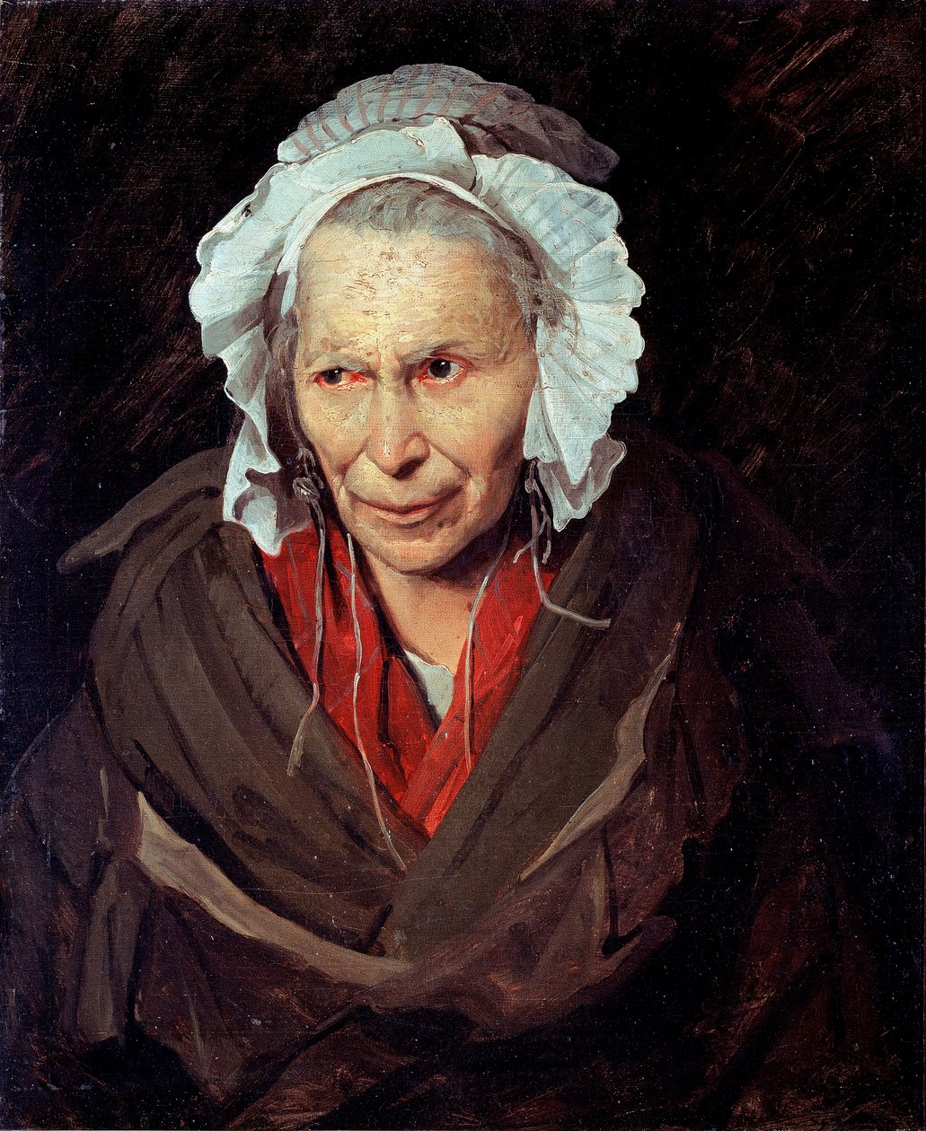 La Hyene de la Salpetriere ou monomaníaco da inveja Retrato de uma mulher idosa sofrendo de doença mental de Theodore Gericault