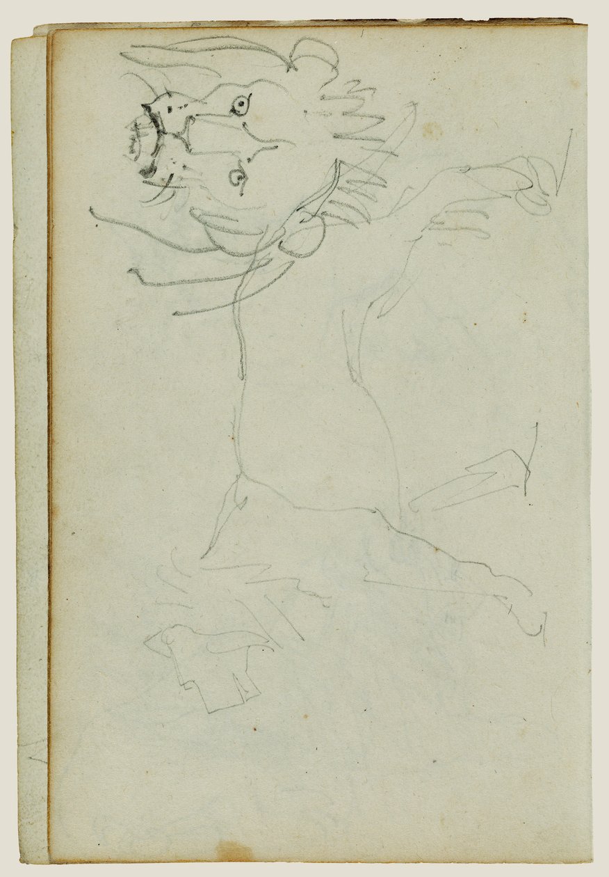 Leão a caminhar, rosto de leão de Theodore Gericault
