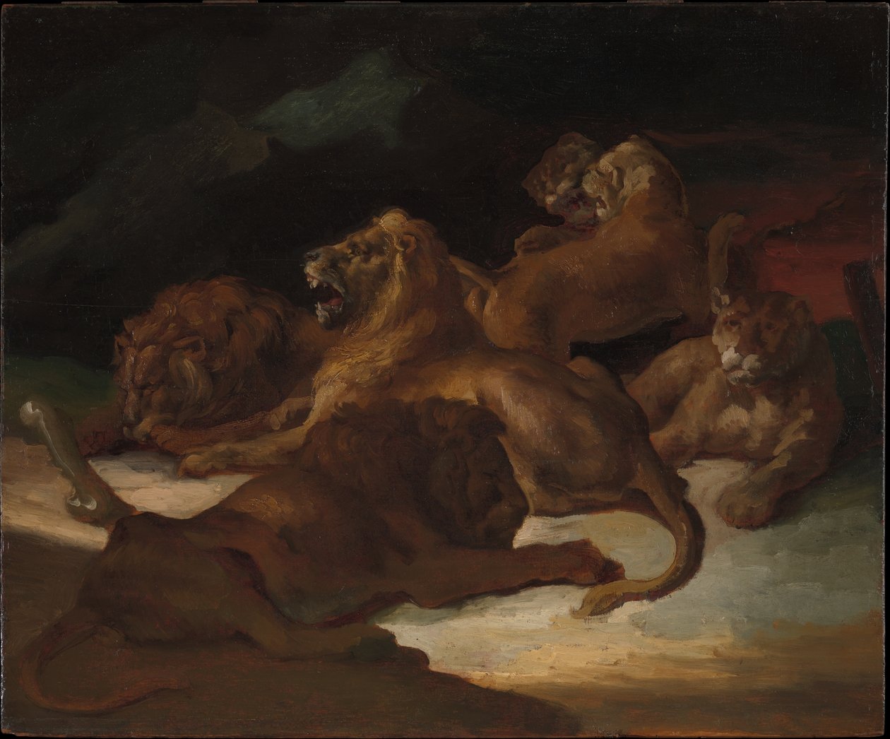Leões numa paisagem montanhosa de Theodore Gericault