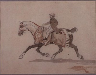 Pequeno noivo em cavalo trotador (lápis e aguarela) de Theodore Gericault