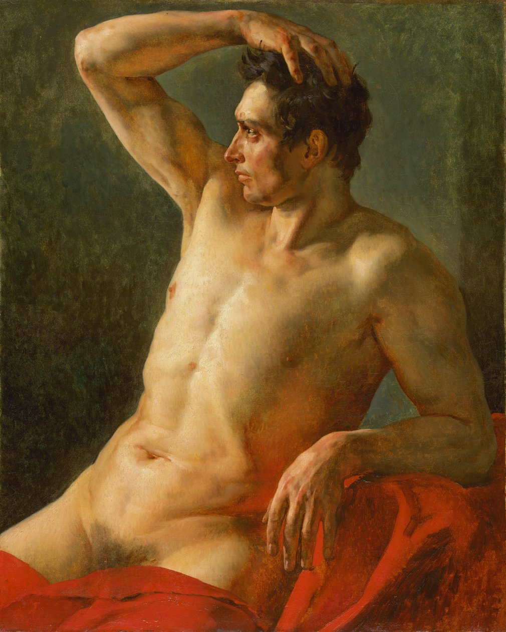 Torso masculino no perfil, o braço direito levantado, 1812 de Theodore Gericault