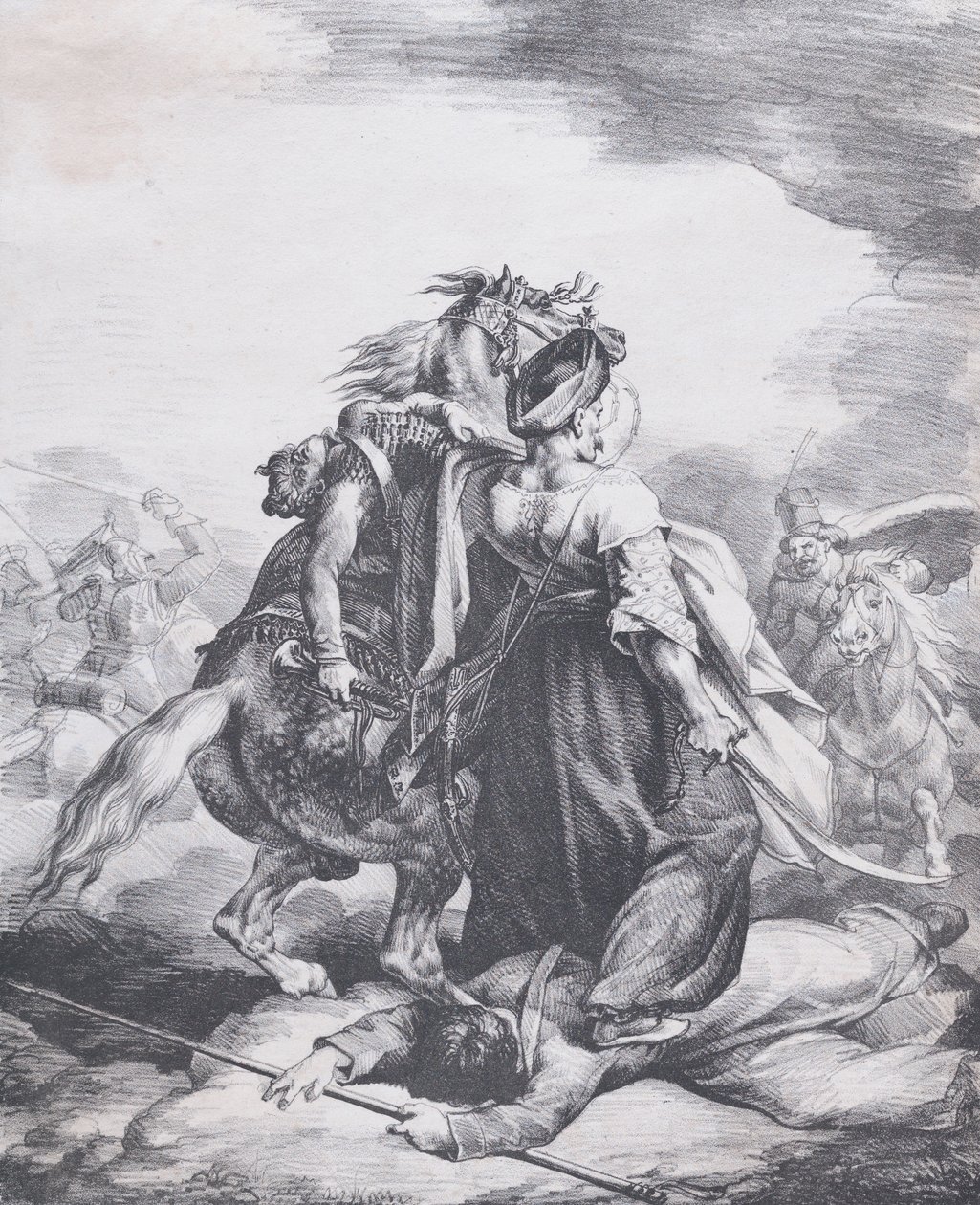Mameluco defendendo um trompetista ferido, 1818. de Theodore Gericault