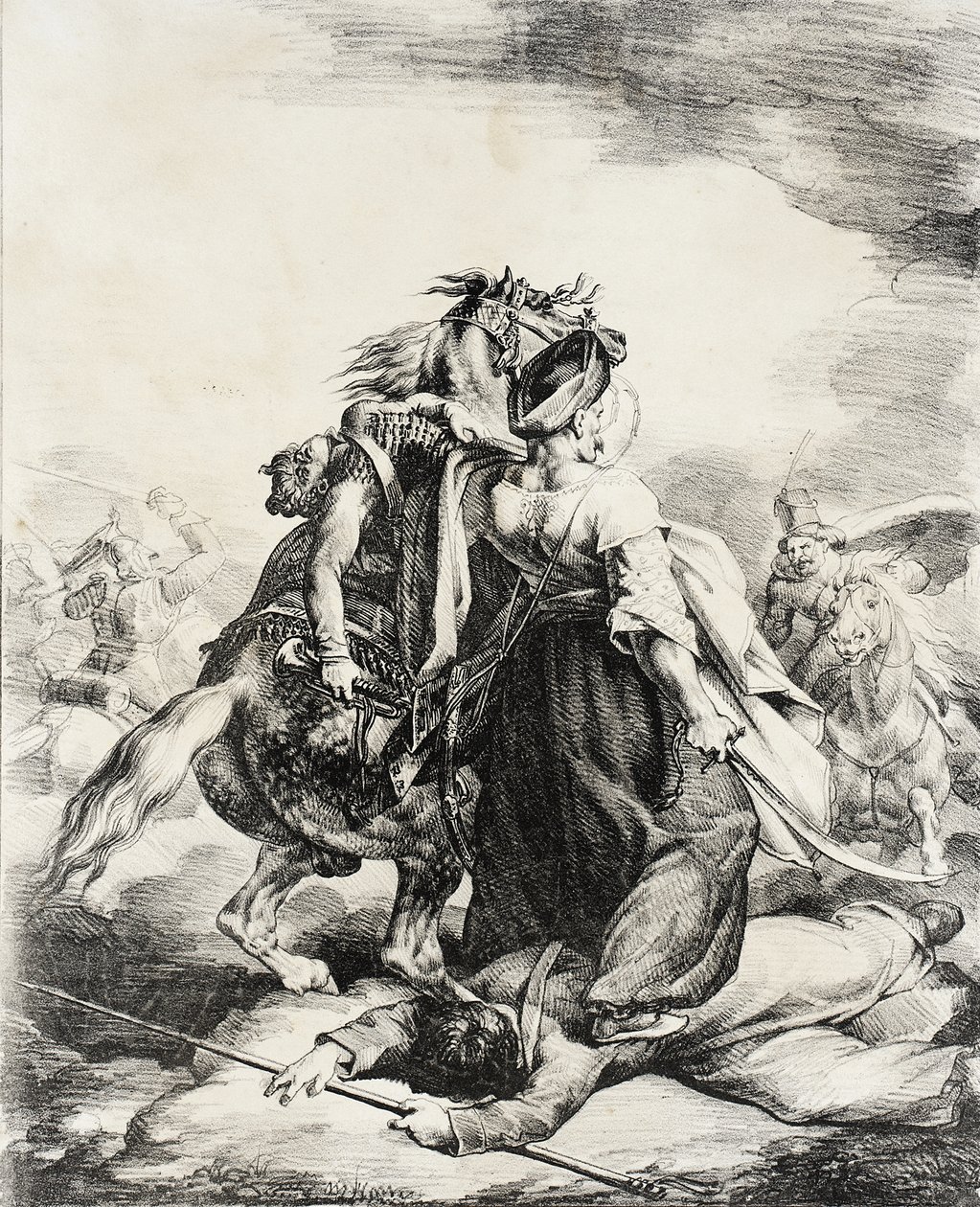 Mameluco a defender um trompetista ferido de Theodore Gericault