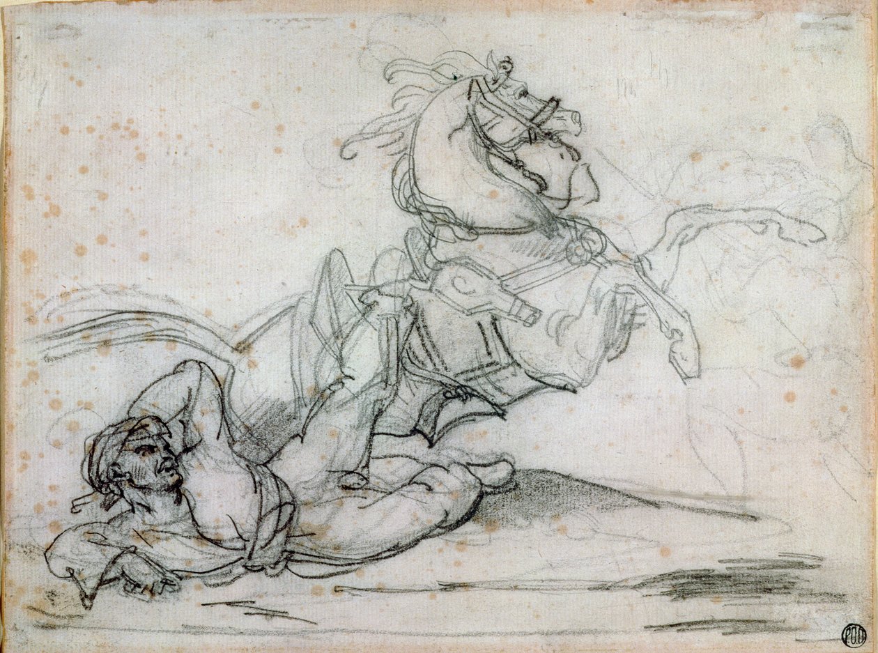 Mameluke caindo embaixo de seu cavalo de Theodore Gericault