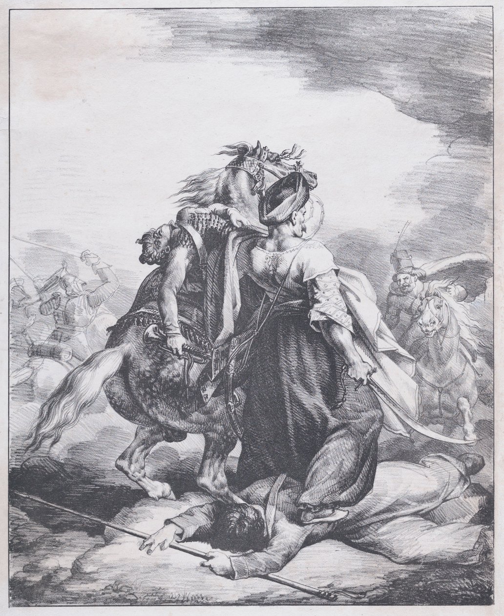 Mameluco a defender um trompetista ferido de Theodore Gericault