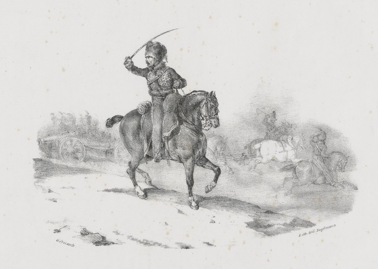 Oficial de artilharia a comandar a carga (An Artillery Officer Commanding the Charge) de Theodore Gericault