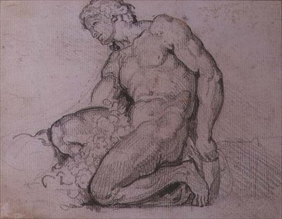 Figura sentada (lápis e tinta marrom) de Theodore Gericault