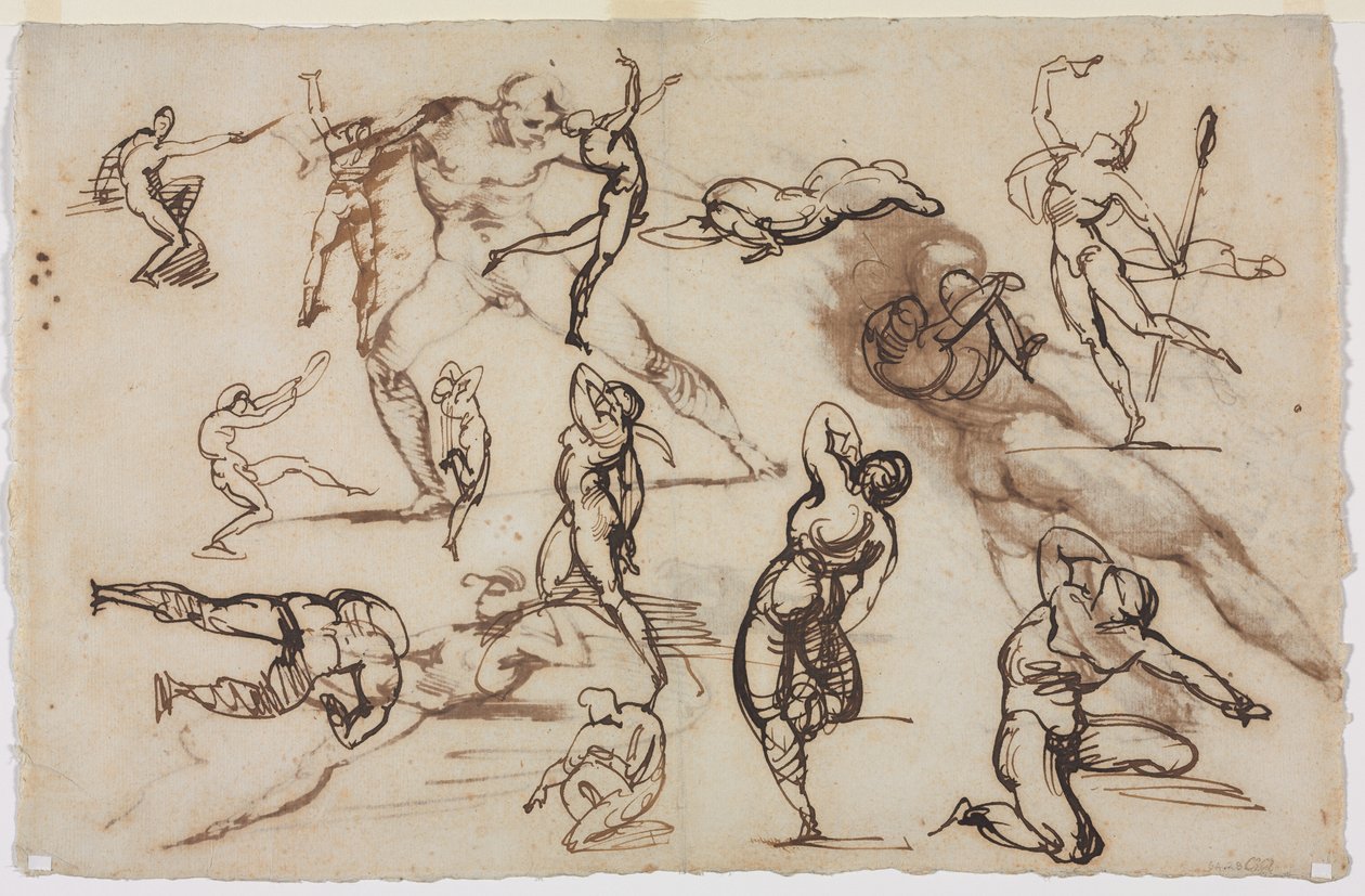 Folha de esboços (verso) de Theodore Gericault