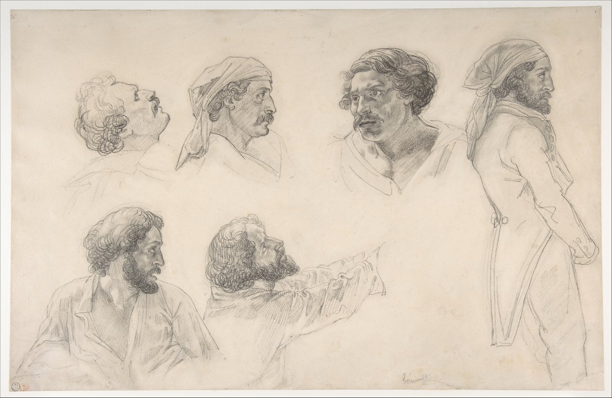 Seis estudos para Corréard e Savigny na obra «A Jangada da Medusa» de Theodore Gericault