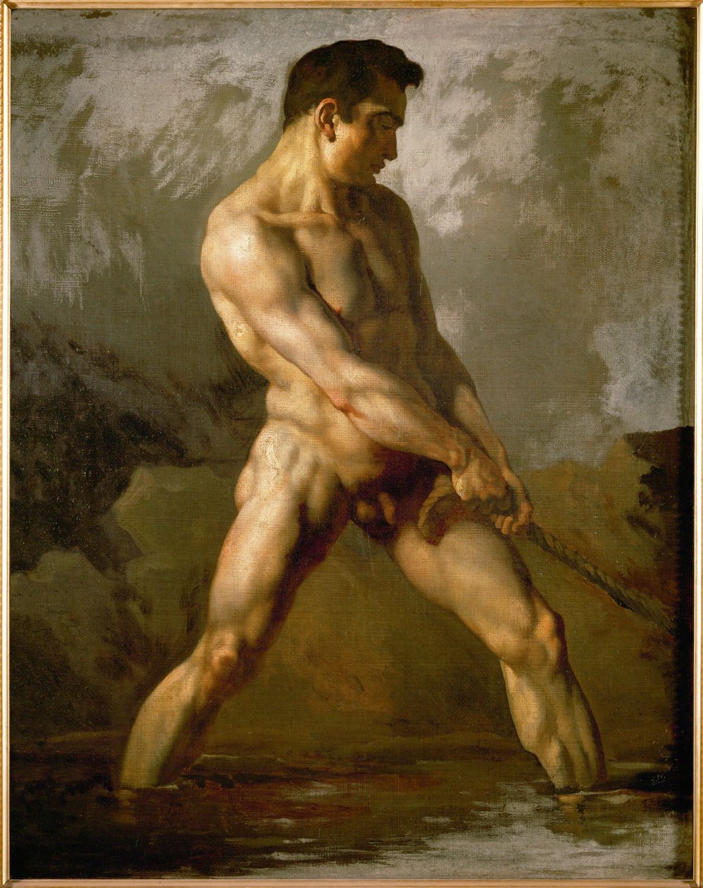 Estudo de um nu masculino ... (óleo sobre tela) de Theodore Gericault