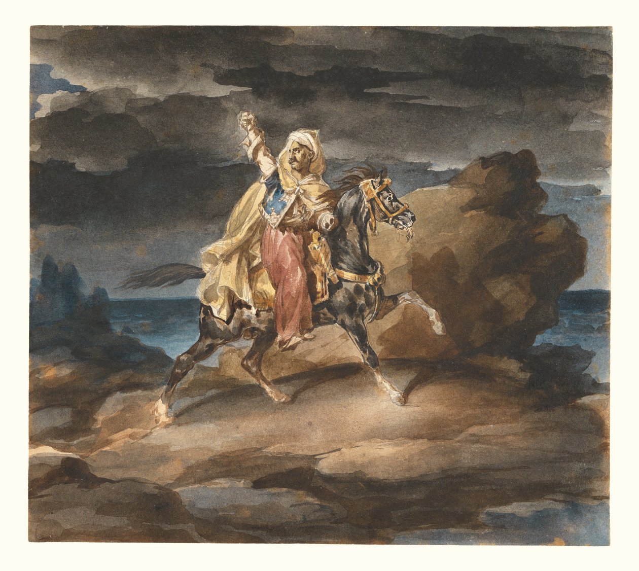 O Giaour (Um conto turco) c.1822-23 (aguarela sobre grafite) de Theodore Gericault