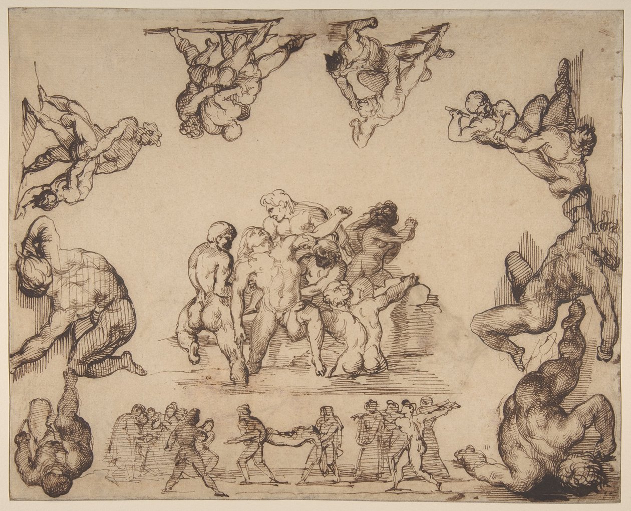 O Resgate de um Homem Afogado (anverso); Estudo de um Cavalo (verso) de Theodore Gericault