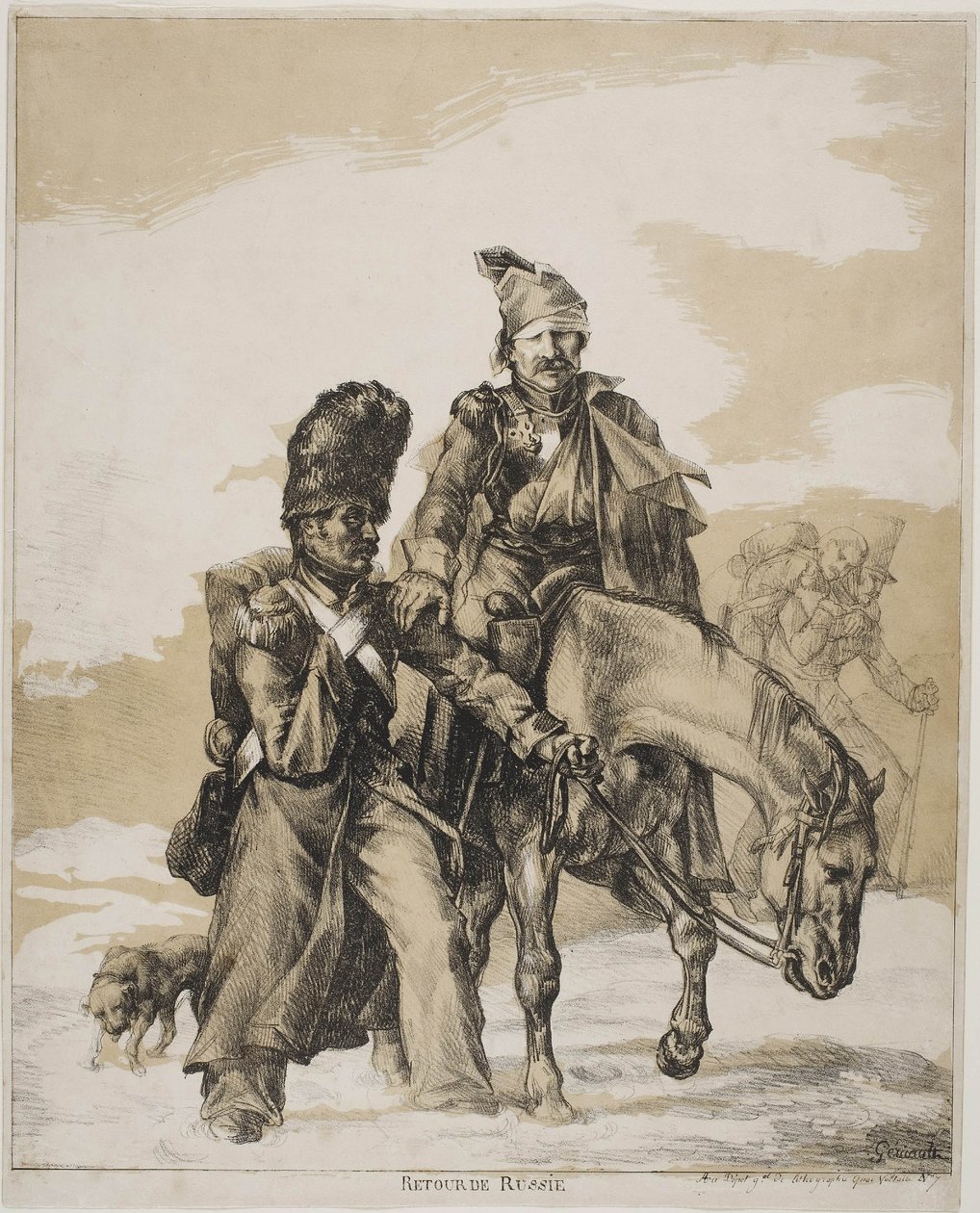 O Retiro da Rússia, ca 1818 de Theodore Gericault