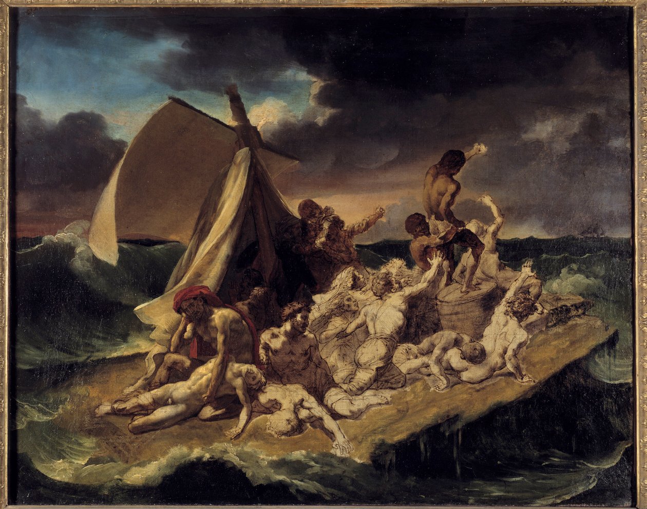 A jangada do "Meduse Sketch". Pintura de Theodore Gericault (1791-1824). 1816 Sol. 0,65 X 0,83 m. de Theodore Gericault