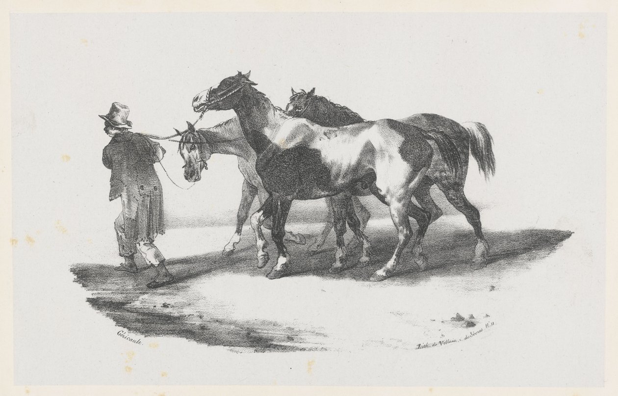 Três cavalos a caminho do matadouro (Three Horses Being Led to the Slaughterhouse) de Theodore Gericault