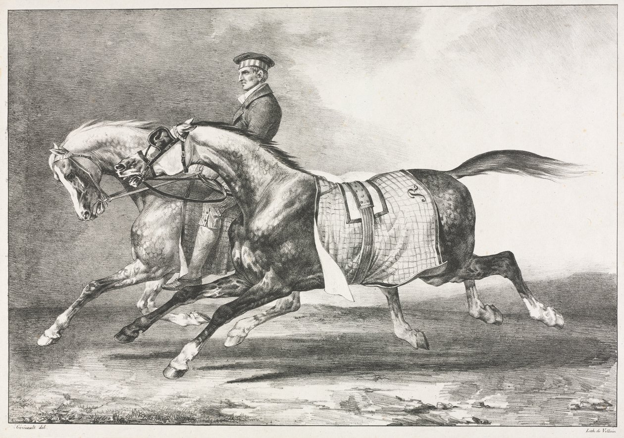 Exercício de dois cavalos malhados de Theodore Gericault