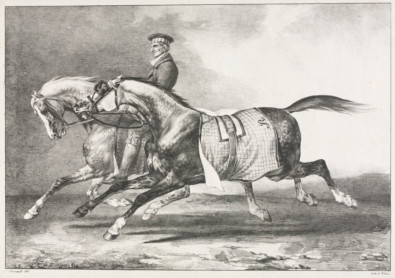 Exercício de dois cavalos manchados, 1822. de Theodore Gericault