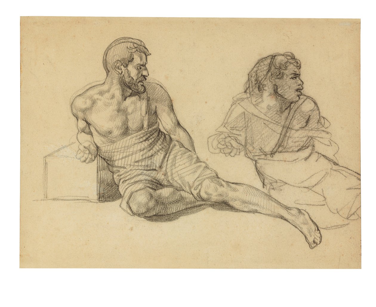 Dois estudos para a figura sentada ao pé do mastro de Theodore Gericault