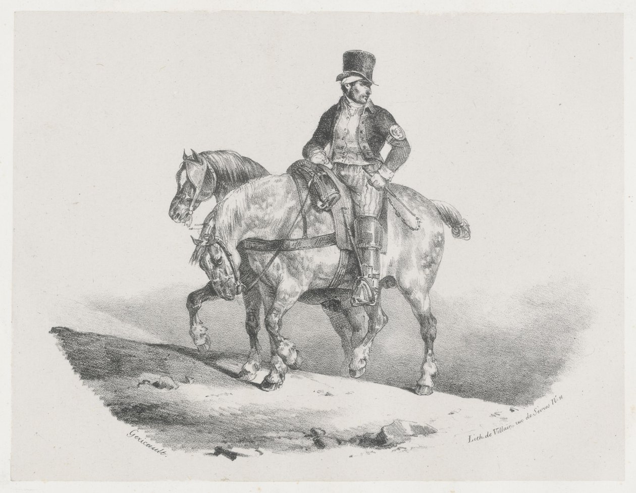Um Postilhão ou Os Dois Cavalos Atrelados (A Postilion or The Two Harnessed Horses) de Theodore Gericault
