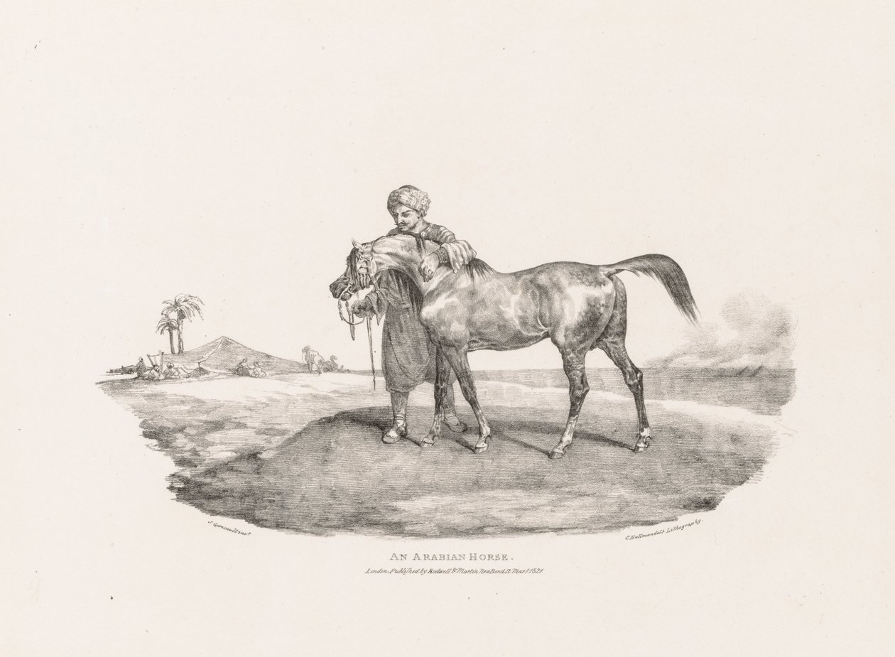 Vários temas inspirados na vida real e esculpidos em pedra: Um cavalo árabe de Theodore Gericault