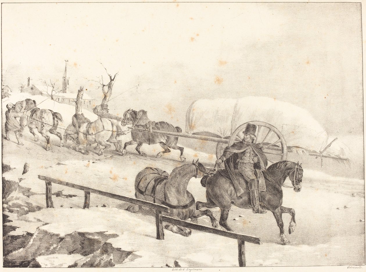 Carroceiro subindo uma colina de Theodore Gericault