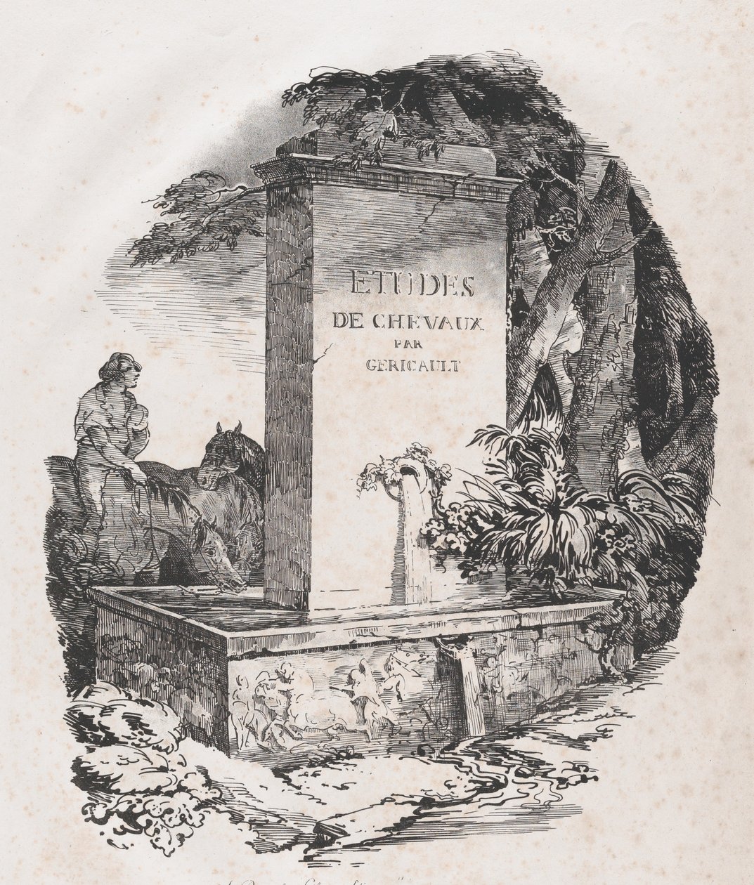 Bebedouro, Página de Título de Estudos de Cavalos Etudes de Chevaux, 1822. de Theodore Gericault