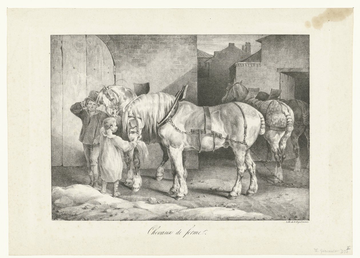 Werkpaarden Cavalos de fazenda (título no objeto) Quatro Assuntos Diversos (título da série) de Theodore Gericault