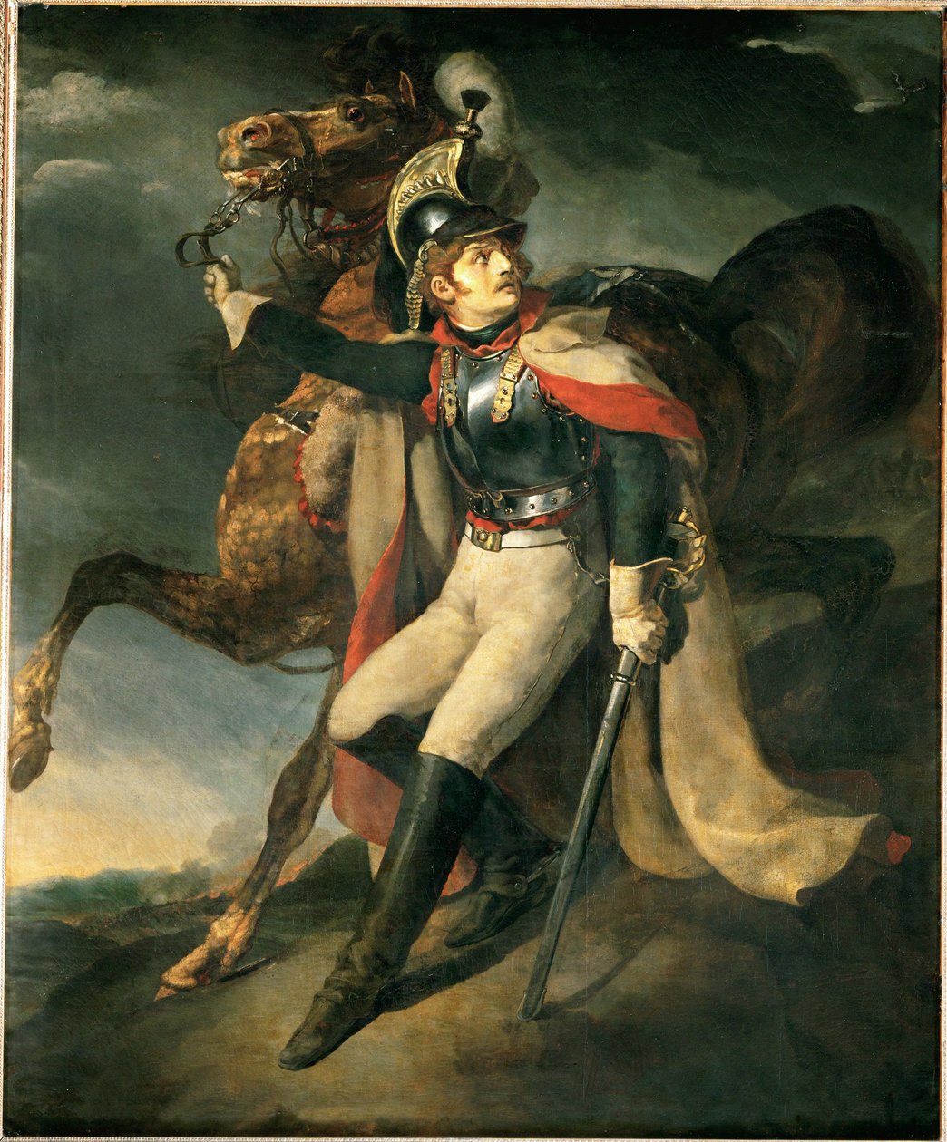Dragão ferido ao sair do fogo cruzado ... de Theodore Gericault