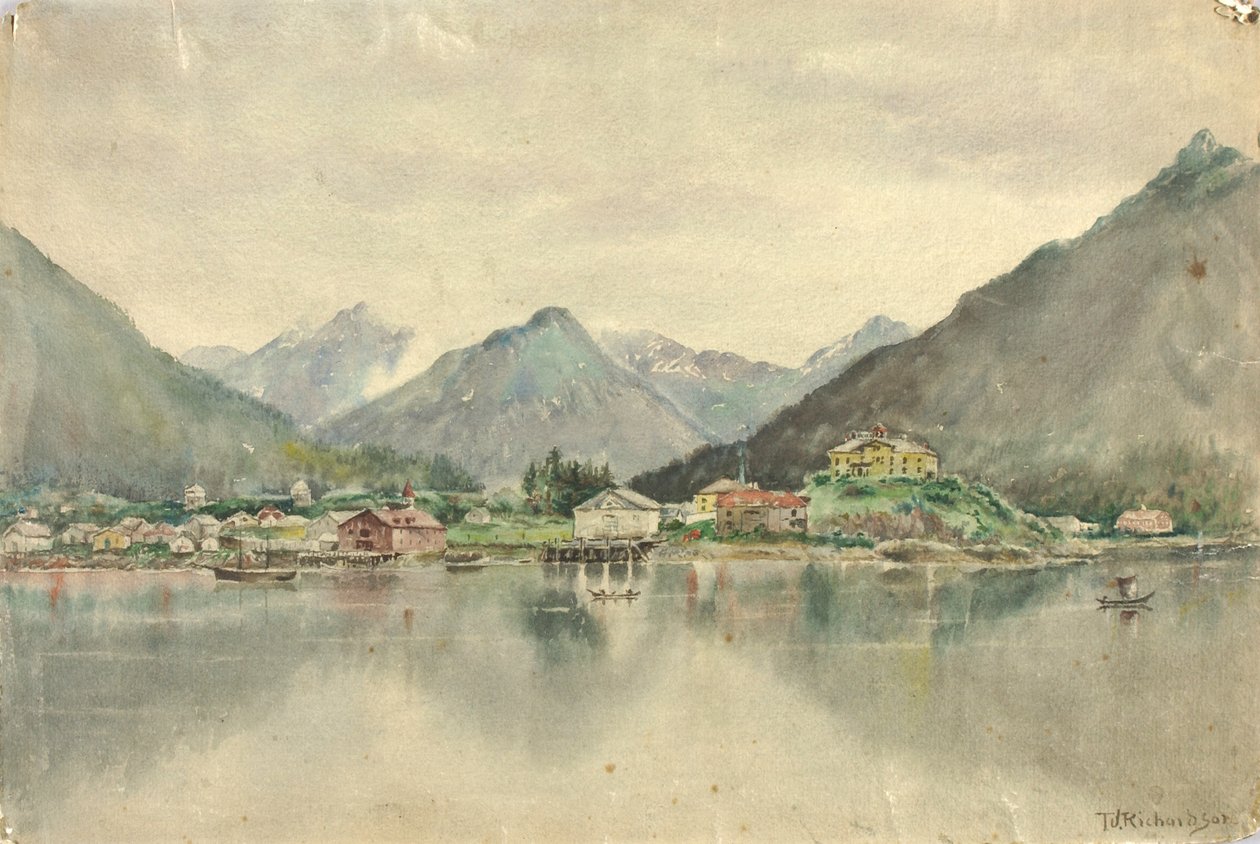 Sitka das Ilhas, Mostrando o Castelo Russo, 1888. de Theodore J. Richardson