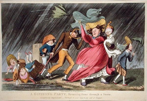 A Gipsying Party Retornando a Casa Através de uma Tempestade, publicado por Thomas McLean, Londres de Theodore Lane