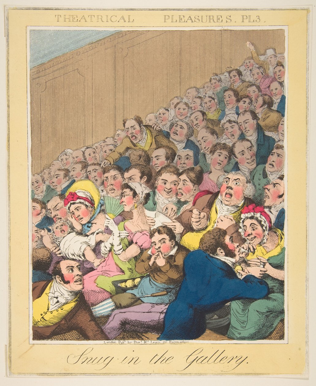 Prazeres Teatrais, Confortável na Galeria, Placa 3, ca. 1835 de Theodore Lane