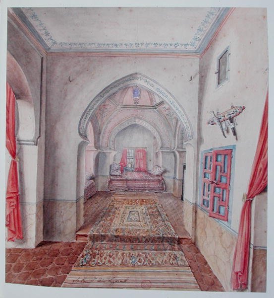 Um interior mouro, Argel (aguarela sobre papel) de Theodore Leblanc