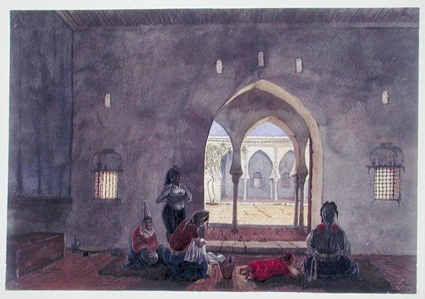 A Moorish Interior, Argel, c.1835 (aguarela sobre papel) de Theodore Leblanc