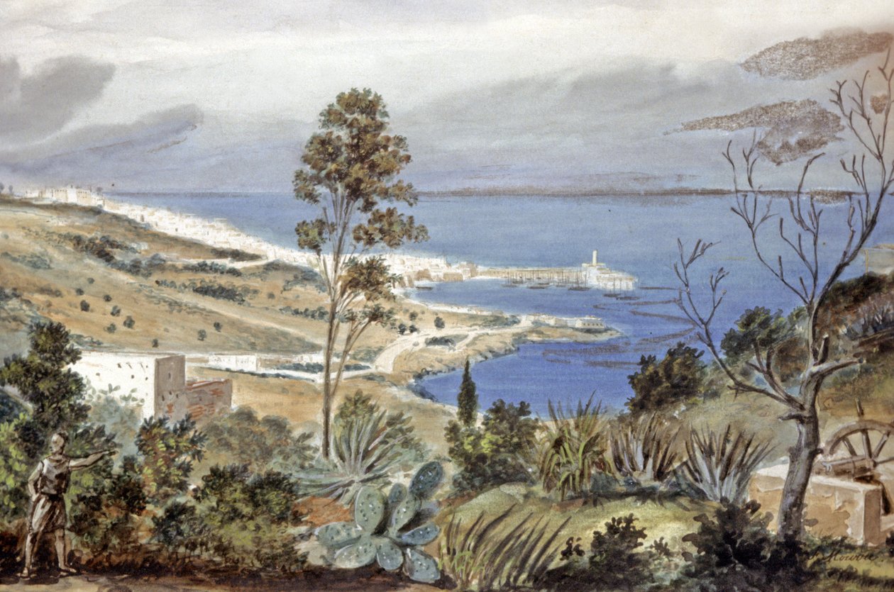 Vista de Argel, c.1835 (aguarela) de Theodore Leblanc