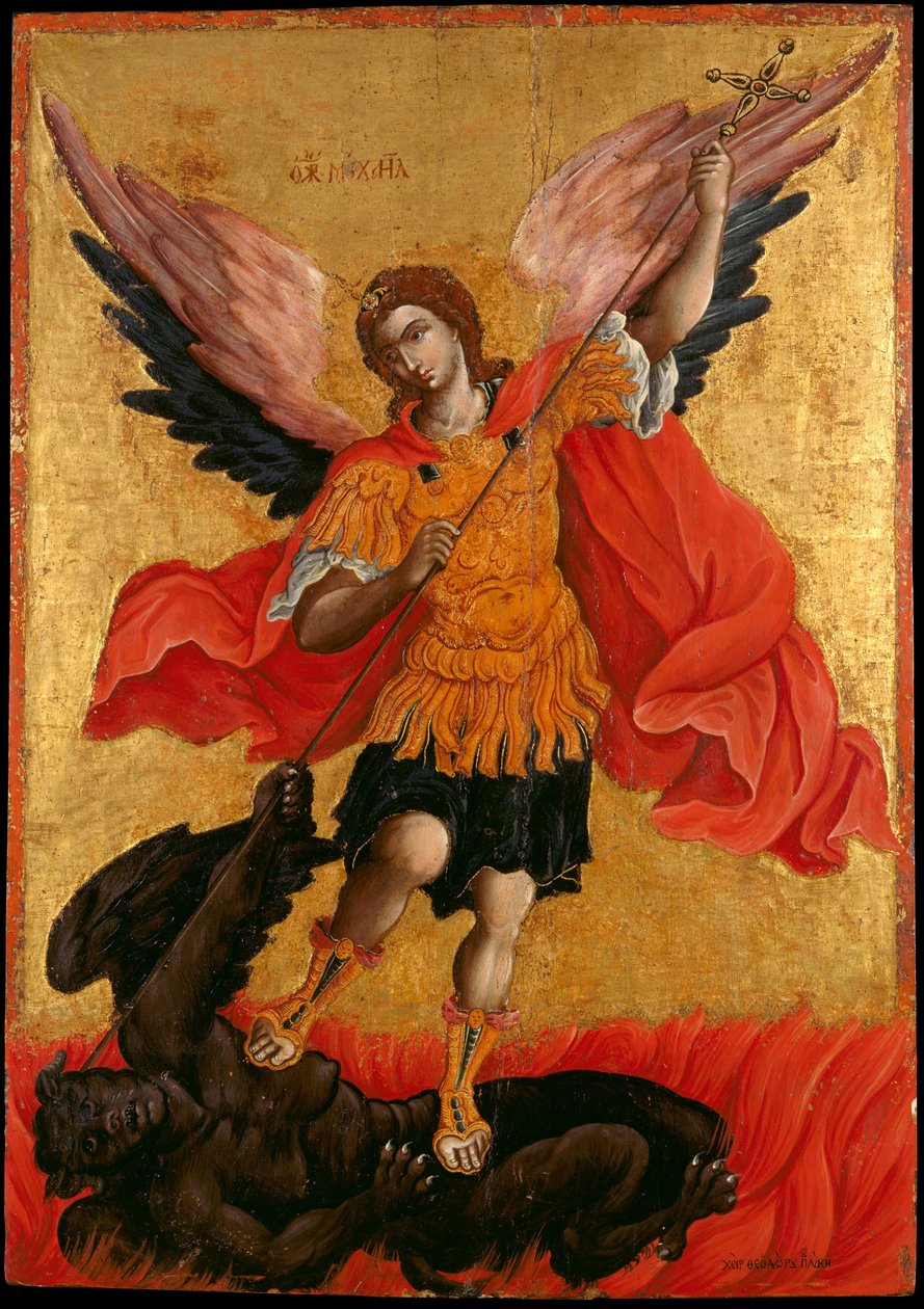archange Saint Michel - O Arcanjo Miguel - Peinture (icone) de Theodore Poulakis (1622-1692) - Segunda Metade do século XVII - Tempera no painel - 76x54,3 - Museu Benaki, Atenas de Theodore Poulakis