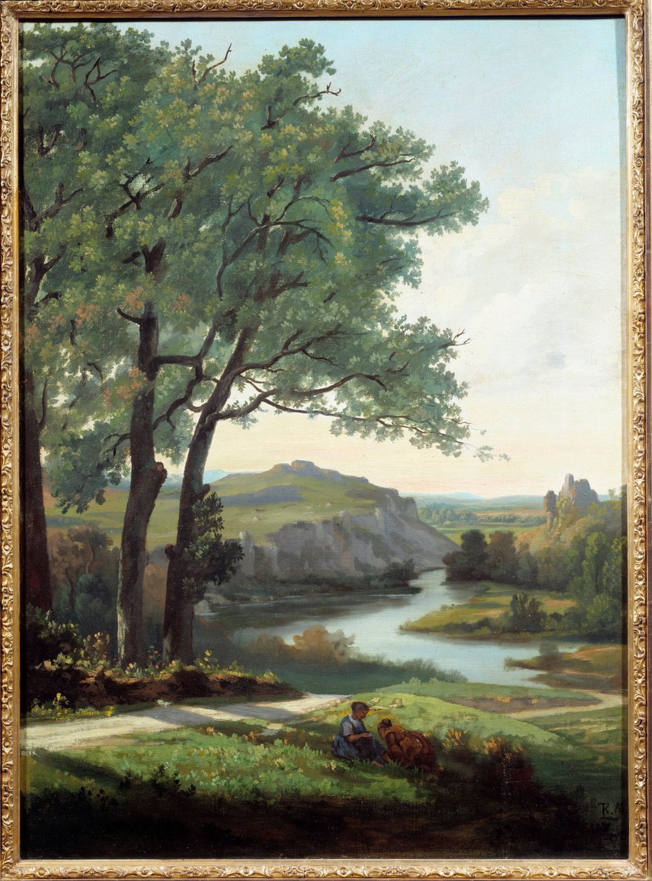 Paisagem com Árvore e Lago Pintura de Theodore Ravanat (1812-1882) 1860 Grenoble, Museu de Belas Artes de Theodore Ravanat