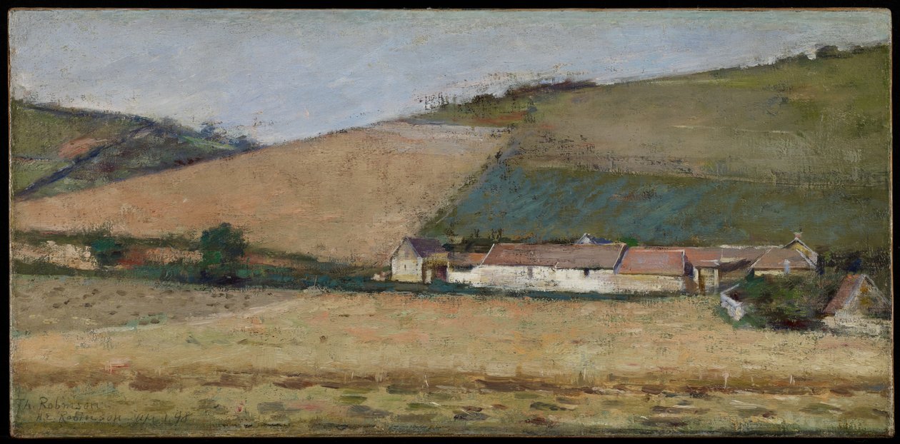 Uma fazenda entre colinas, Giverny, c.1887 de Theodore Robinson